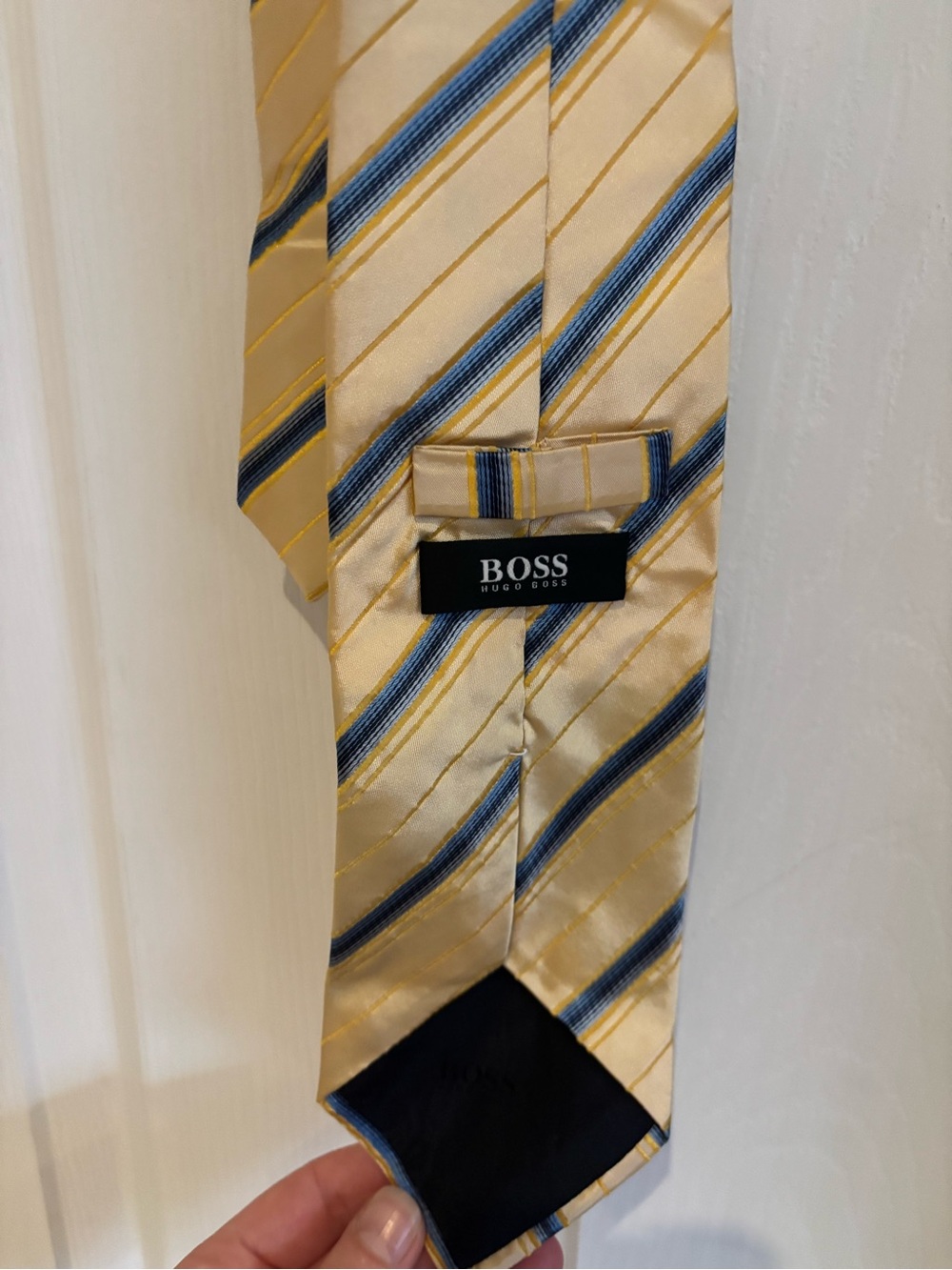 Boss Yellow and Blue Striped Silk Tie